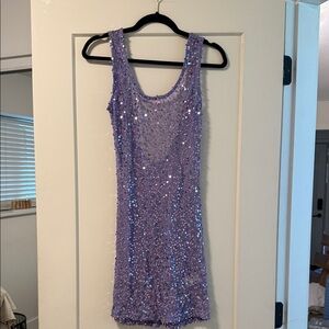 Purple Sequin Sleeveless Dress